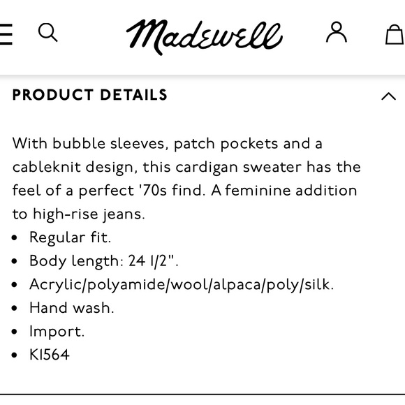 Madewell Bubble-Sleeve Cableknit Cardigan Sweater - Picture 7 of 10